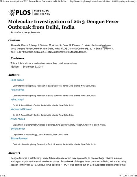 outbreak investigation report dengue